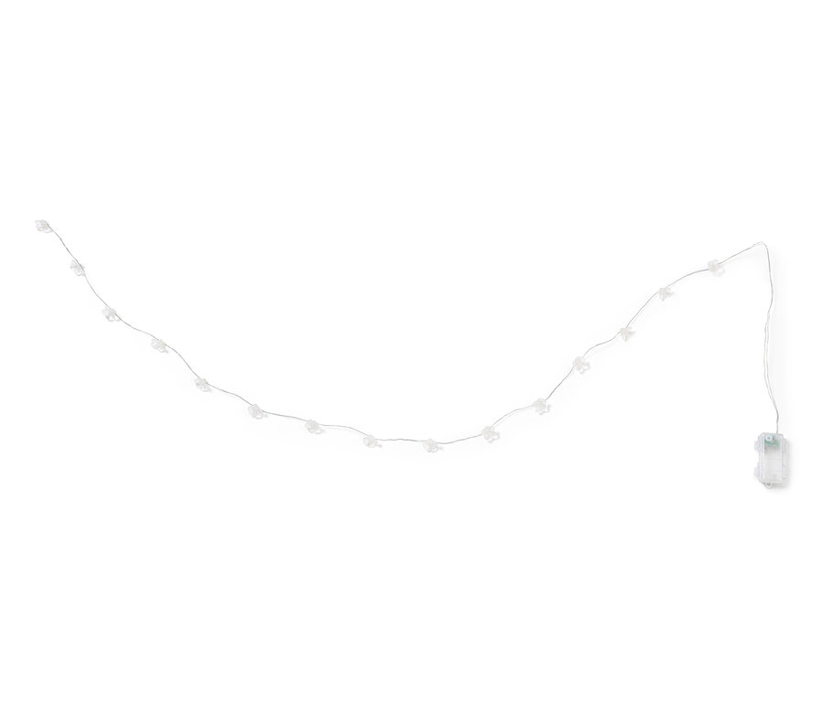 Guirlande lumineuse à LED « Fleurs » sur fond blanc.