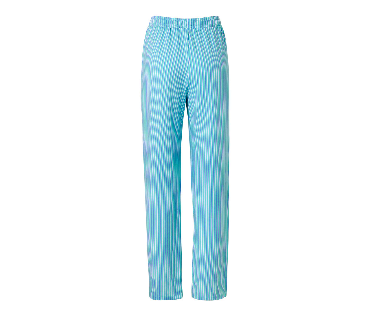 Pantalon de pyjama bleu rayé.