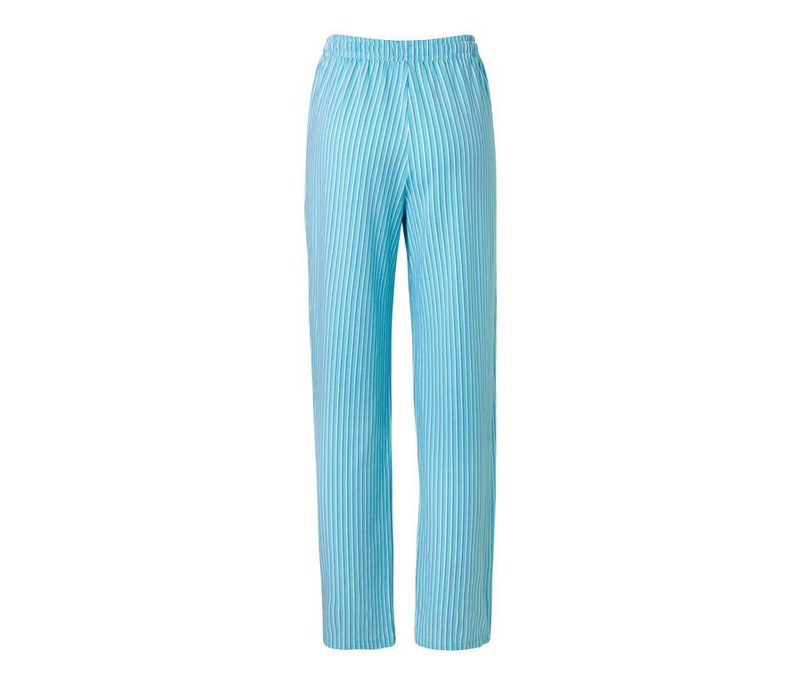 Pantalon de pyjama bleu rayé.