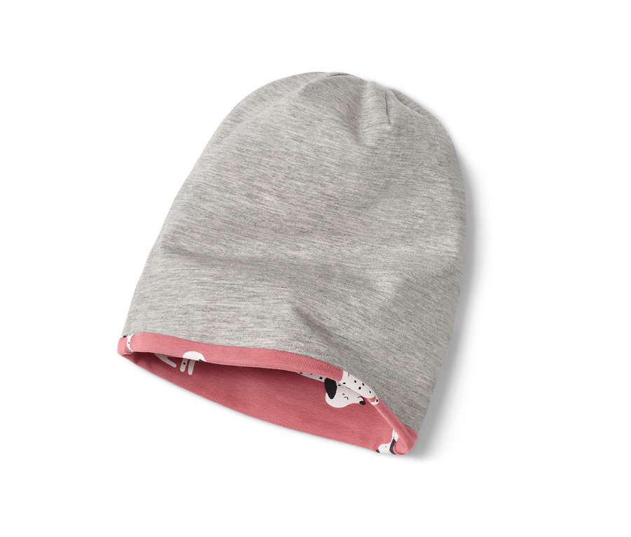 Bonnet pour enfant, rose et gris.