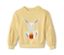 Sweatshirt pour tout-petit jaune avec un appliqué de lapin tenant un pot de carottes.