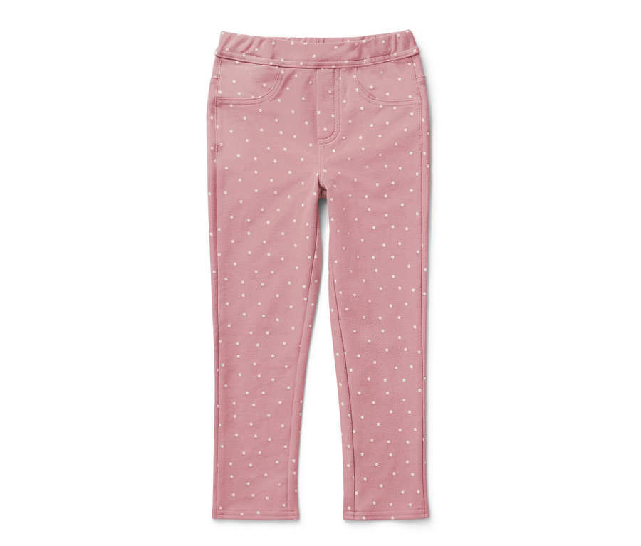 Jegging rose pour enfant – Fit «
Ida
» avec des points blancs sur fond blanc.