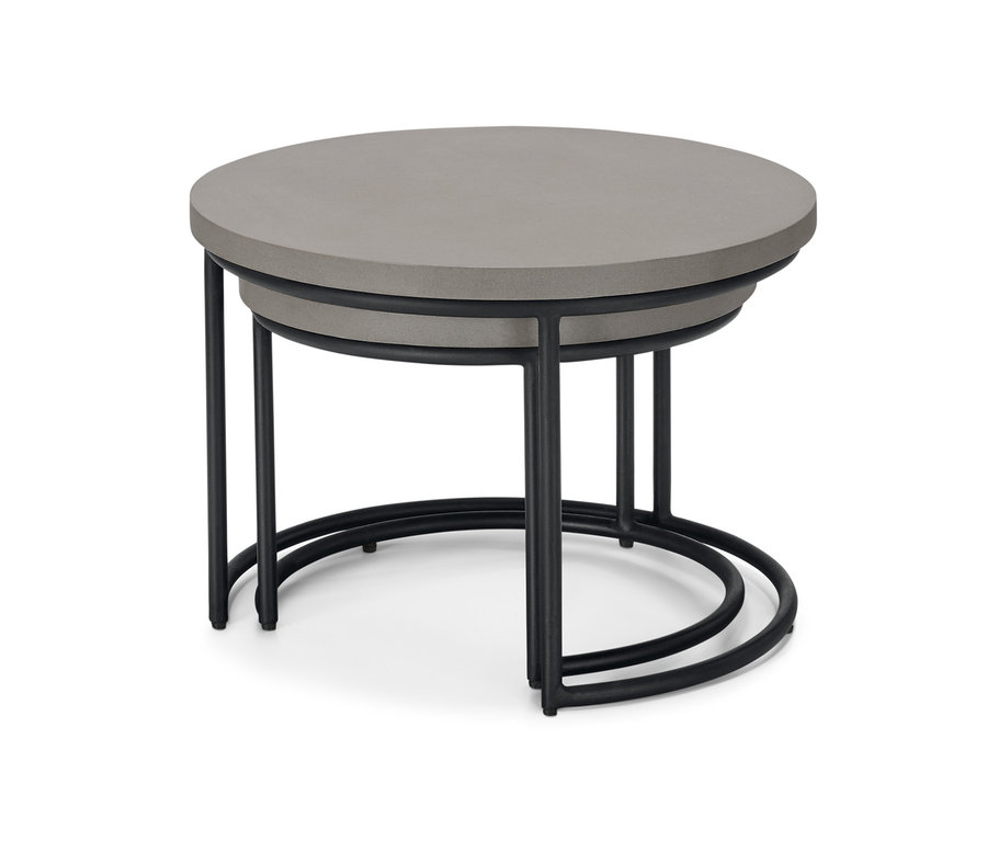 Ensemble de 2 tables basses avec plateau en béton.