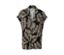 Blouse imprimée avec encolure en V et motif de feuilles.