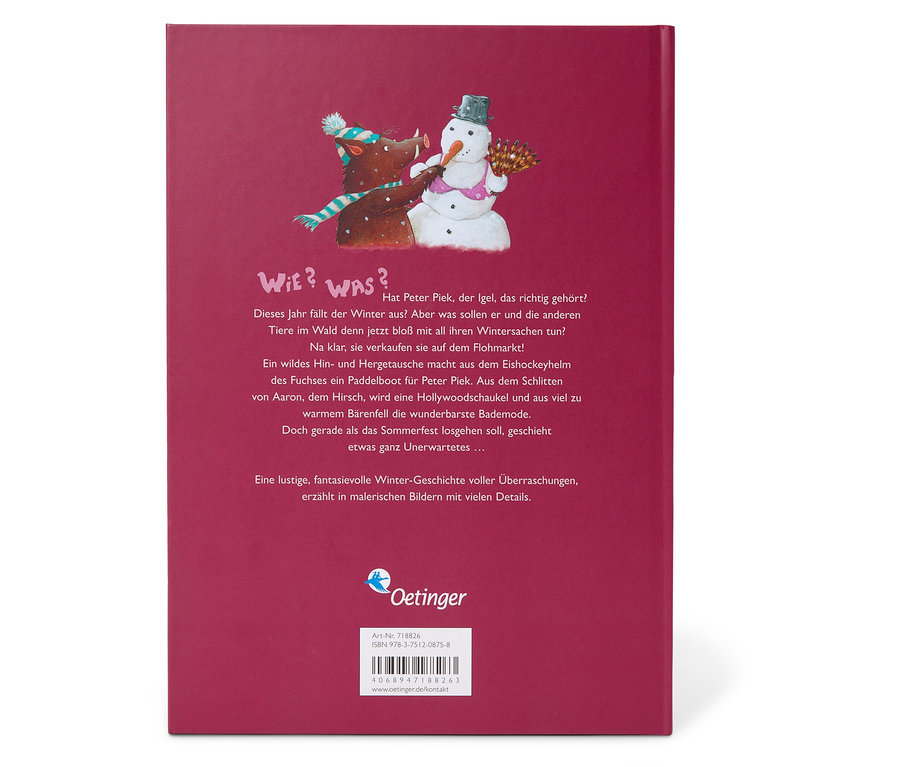 Image du dos d'un livre avec une illustration d'un renard et d'un bonhomme de neige.