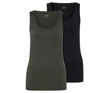 Deux hauts, vert olive et noir.
