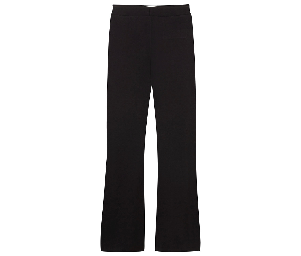 Pantalon noir évasé avec taille élastique.