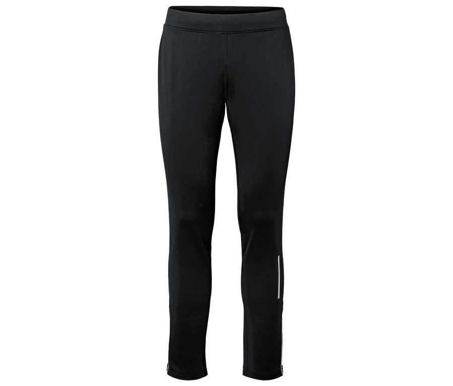 Pantalon de sport noir avec détails réfléchissants sur les jambes.
