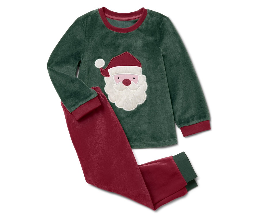 Pyjama de Noël vert avec bordure rouge et application Père Noël.