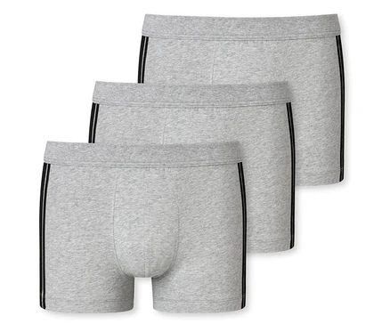 Trois shorts SCHIESSER gris chiné en rangée.