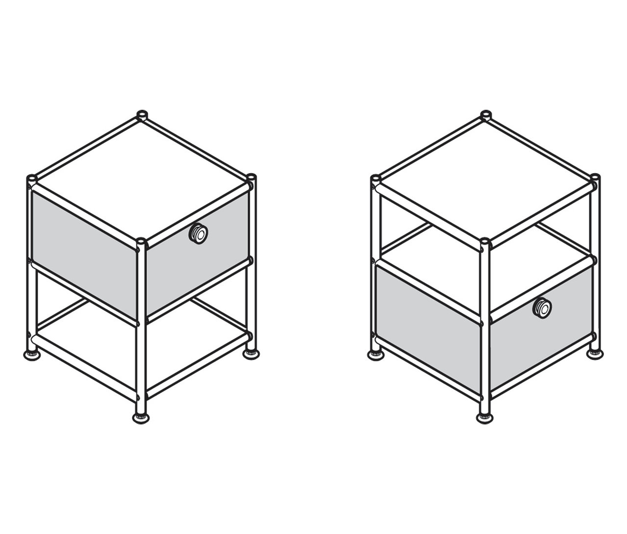 Deux croquis de table d’appoint « CN3 » avec 1 tiroir.