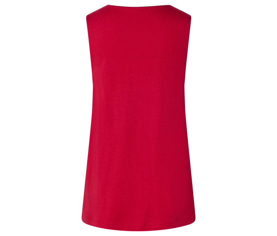 Vue arrière d'un haut rouge sans manches.