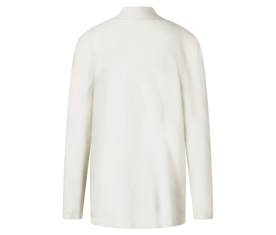 Vue arrière d'un long cardigan blanc.