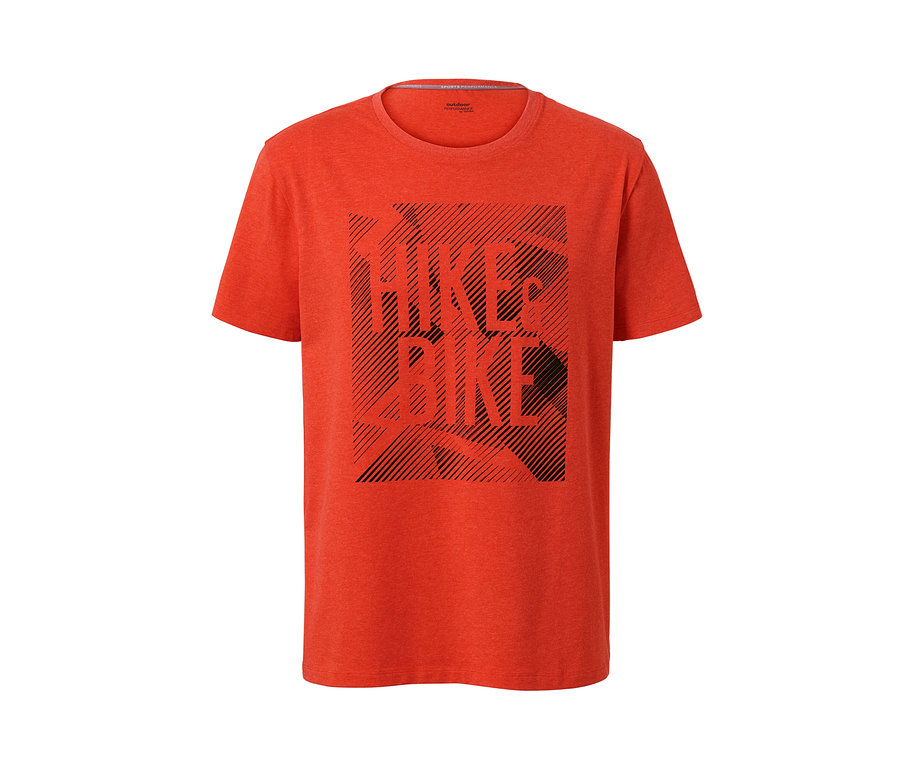 T-shirt fonctionnel orange avec inscription HIKE & BIKE.