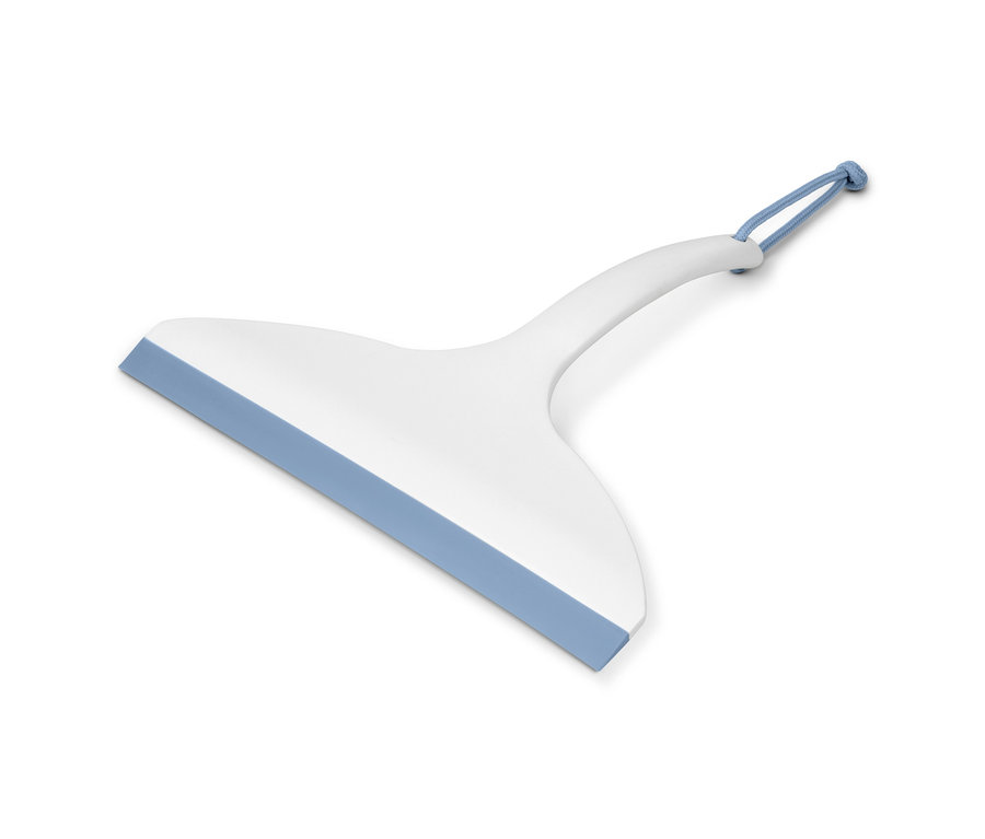 Raclette pour salle de bain blanc-bleu.