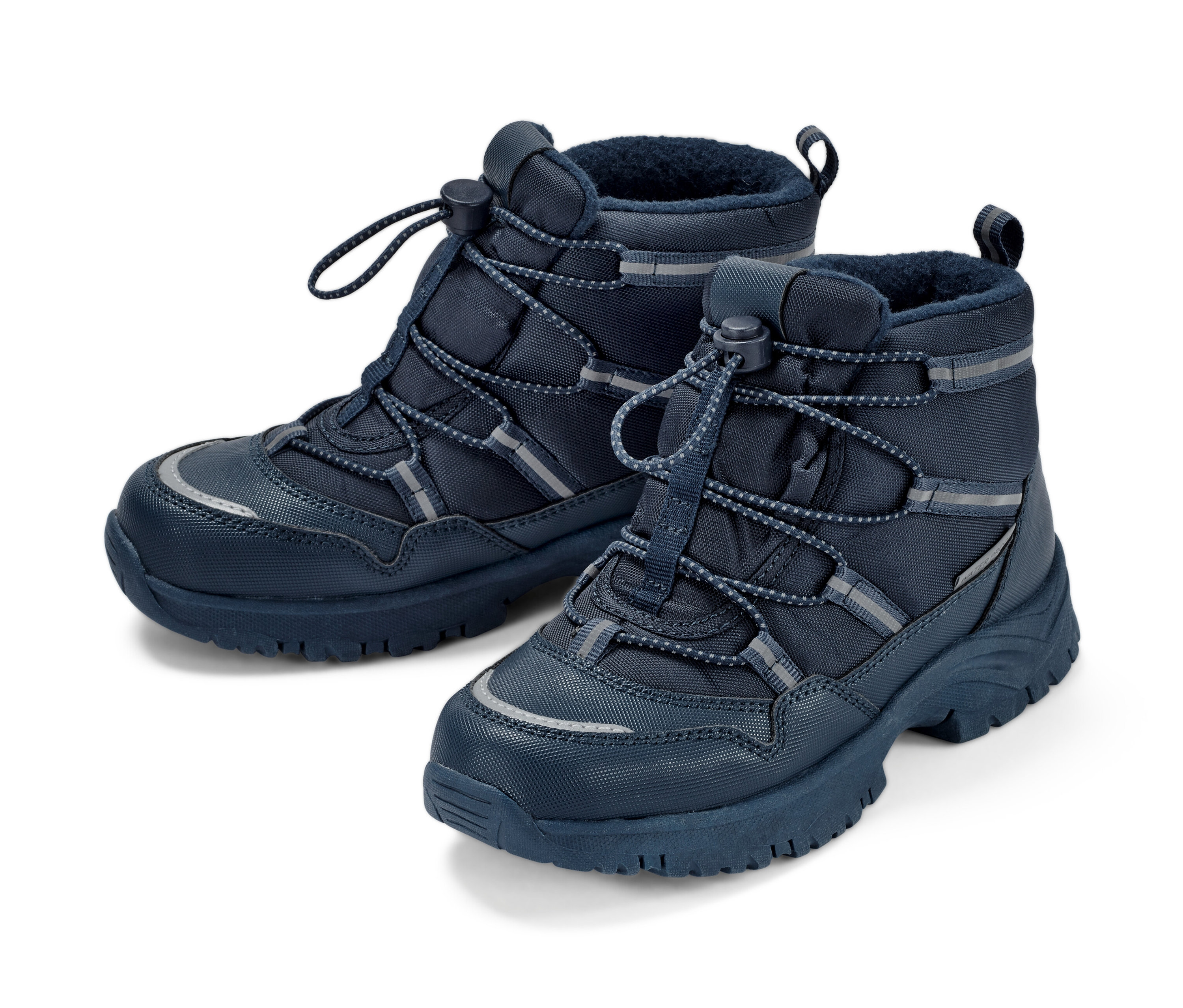 Deux bottes thermiques bleu foncé.
