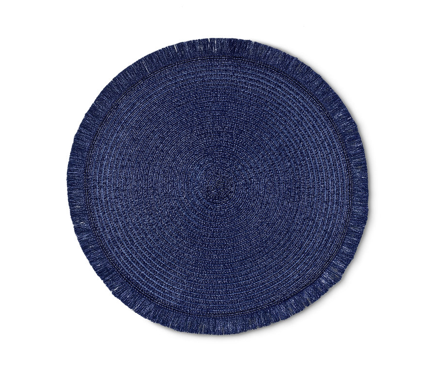 Gros plan sur un lot de 4 sets de table bleu-lilas.
