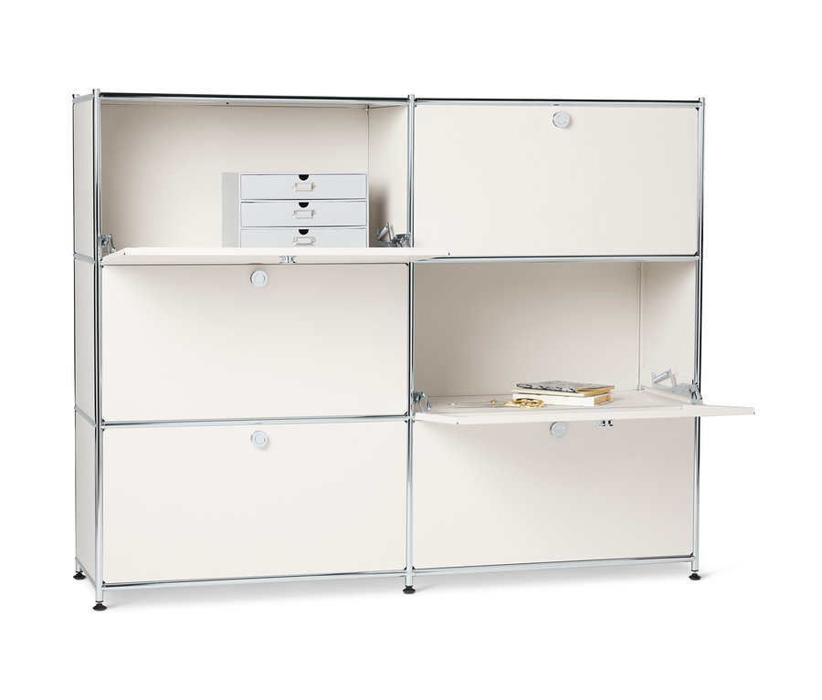 Commode en métal blanche « CN3 » avec 6 compartiments à abattants.