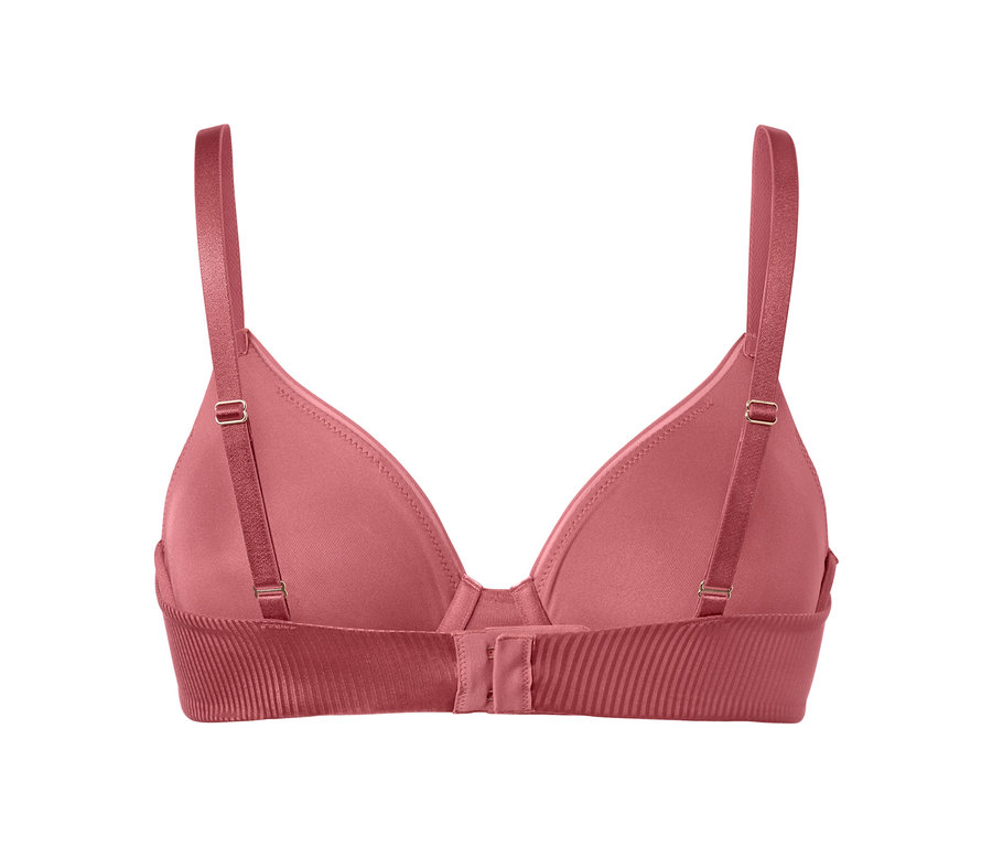 Vue détaillée de l'arrière d'un soutien-gorge à armatures, bois de rose.