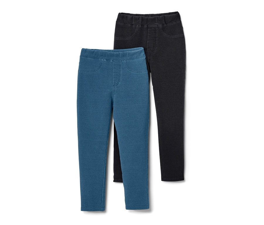 Deux jeggings pour enfant – Fit «Mia», un bleu, un noir.