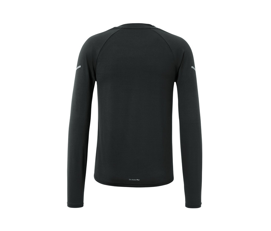 T-shirt technique noir à manches longues vu de derrière.