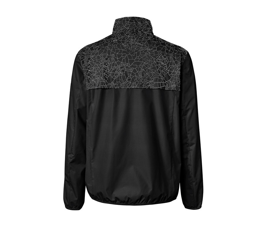Veste de sport noire coupe-vent vue de dos.
