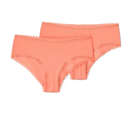 Deux hipsters couleur papaye avec de la dentelle.