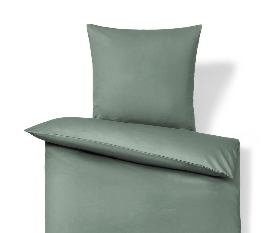 Parure de lit en satin de coton vert de taille standard et grande taille.