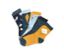 Cinq paires de chaussettes pour enfant, 5 paires de chaussettes pour enfant, ardoise avec différents motifs.