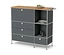 Meuble en métal gris « CN3 » avec plateau en bois, un abattant et quatre tiroirs.