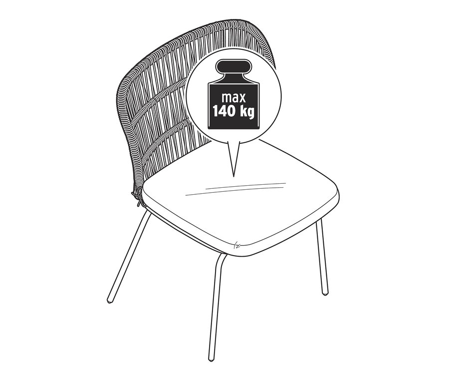 Illustration d'une chaise avec tressage textile.