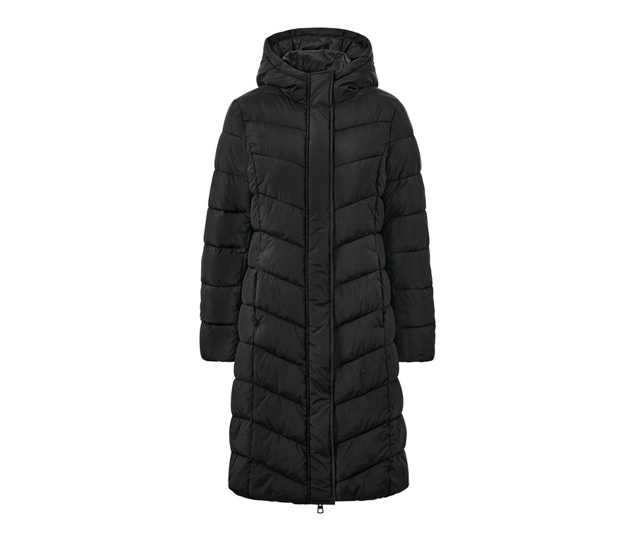 Manteau matelassé noir à capuche.