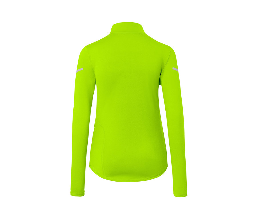 Vue détaillée de l'arrière du t-shirt technique thermique vert fluo.