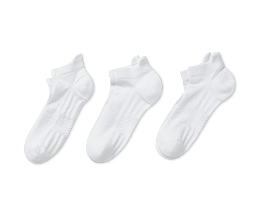 Trois paires de chaussettes de course professionnelles unisexes blanches.