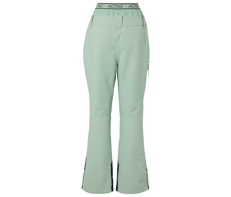 Pantalon de ski vert clair avec inscription ACTIVE à la taille.