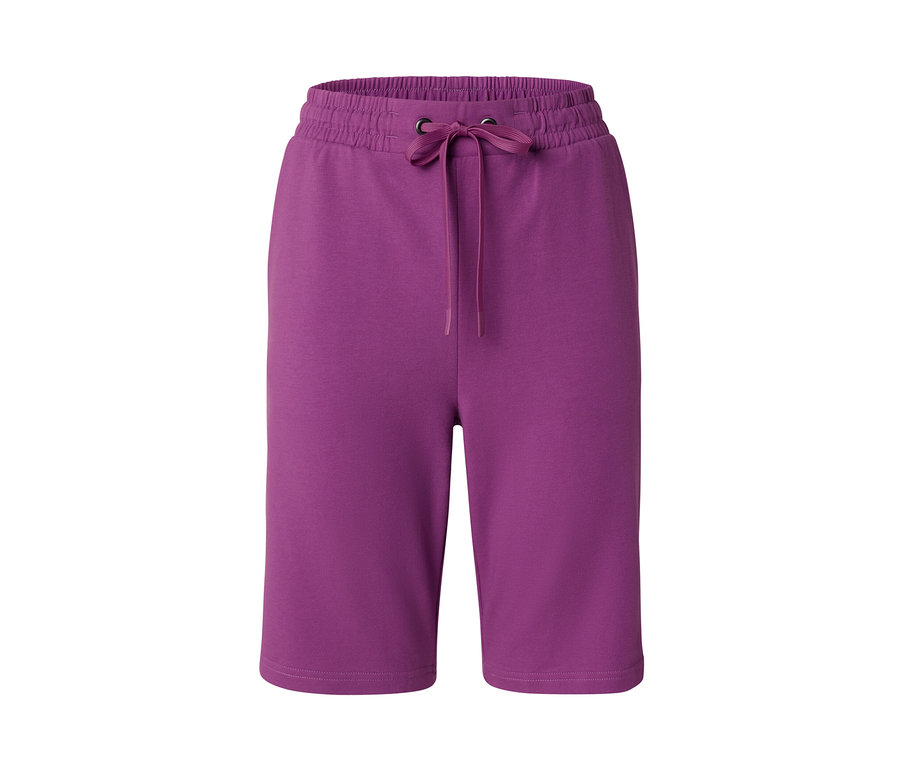 Short en sweat violet avec cordon de serrage à la taille.