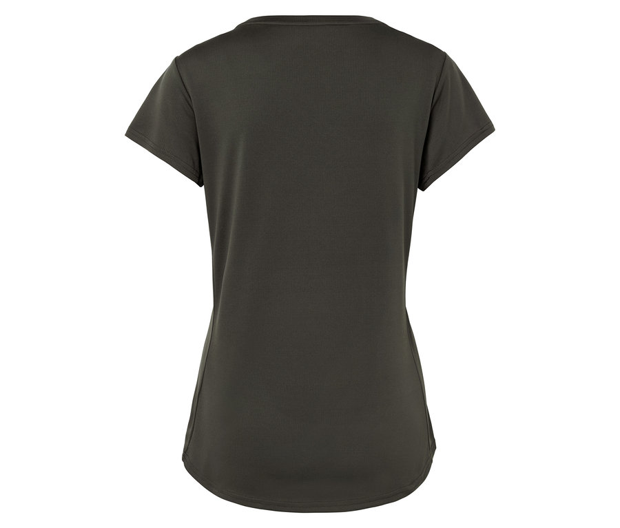 T-shirt vert foncé à manches courtes.