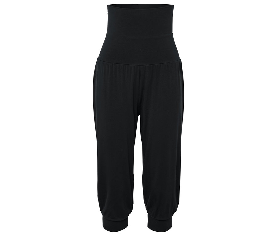 Pantalon sarouel noir à taille haute.