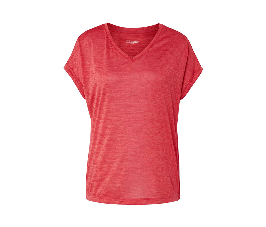 T-shirt technique rose vif à manches courtes.