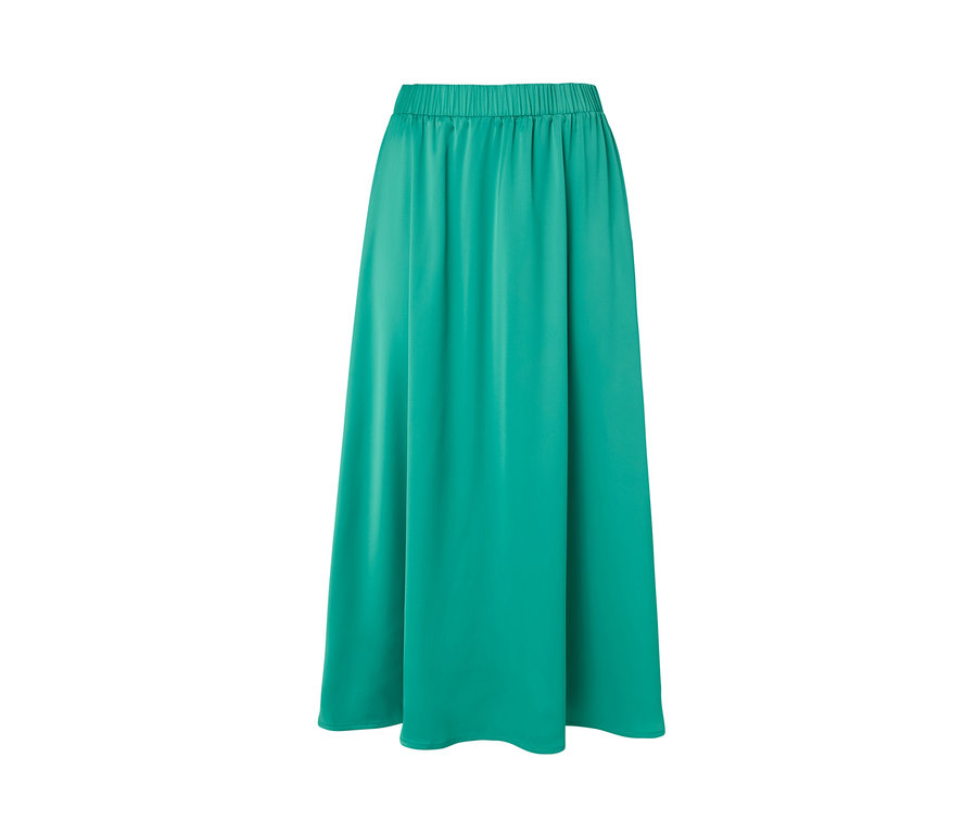 Jupe longue en satin vert.