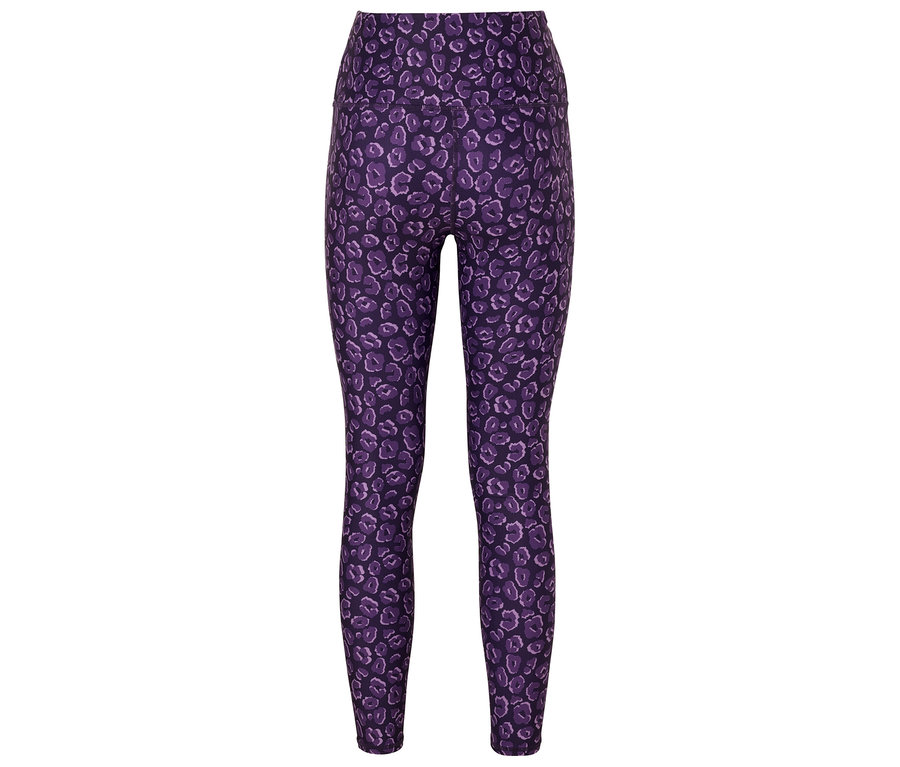Leggings violet avec imprimé peau d'animal.