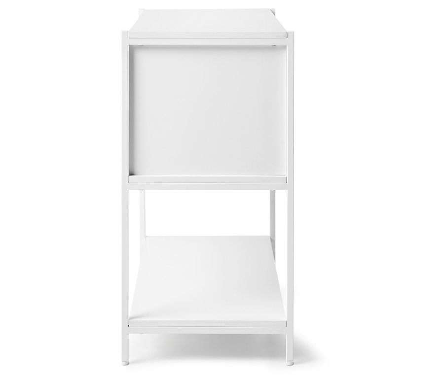 Étagère métallique blanche avec deux étagères.