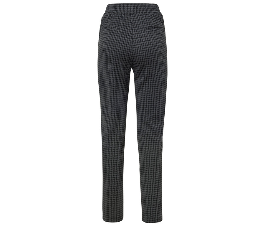 Pantalon noir à motif pied-de-poule.