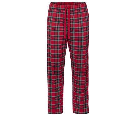 Un pantalon de pyjama rouge à carreaux avec cordon de serrage.