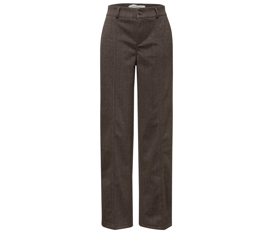 Pantalon marron Straight Leg Street One sur fond blanc.