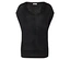 T-shirt léger en maille noir avec col en V, manches courtes et ourlet côtelé.