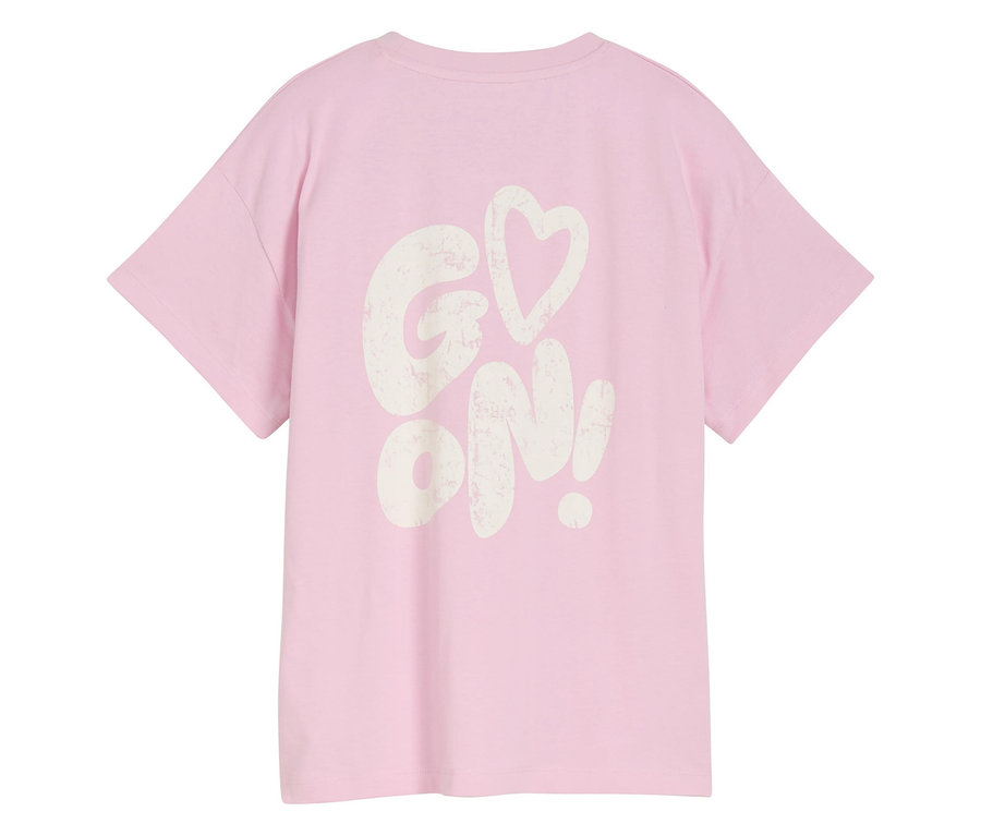 T-shirt rose Tom Tailor avec imprimé « GO ON ! » au dos.