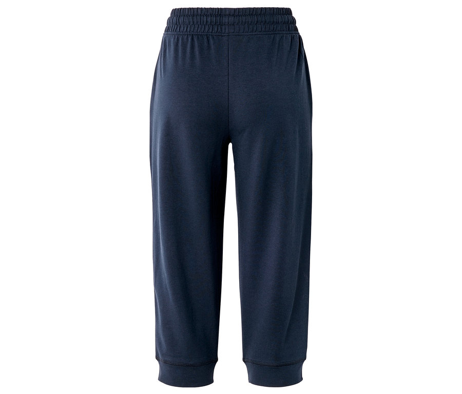 Pantalon de jogging trois quarts bleu foncé avec cordon de serrage.