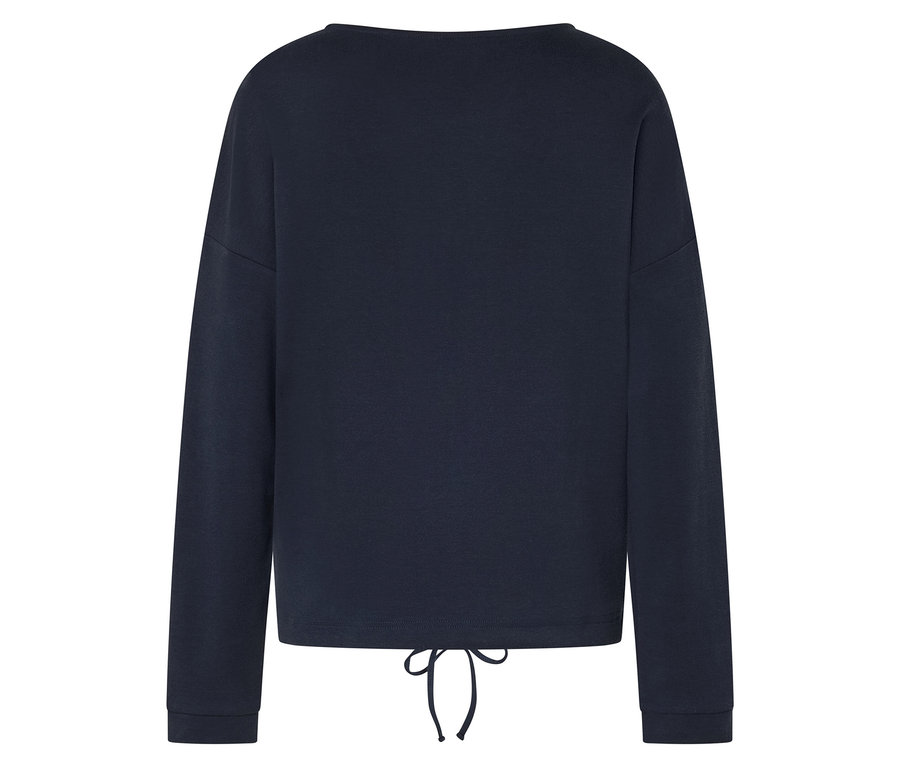 Sweat-shirt bleu marine à manches longues avec cordon de serrage à l'ourlet.
