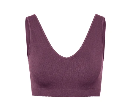 Soutien-gorge de sport prune à col en V.